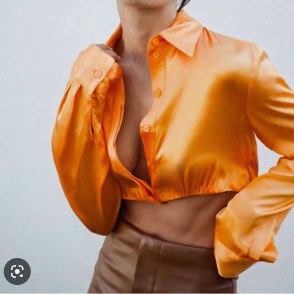 MEW Zara cropped satin shirt. - Picture 3 of 3